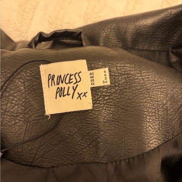 Princess Polly Goldsmith Faux Leather Bomber Jacket Black - Picture 4 of 7